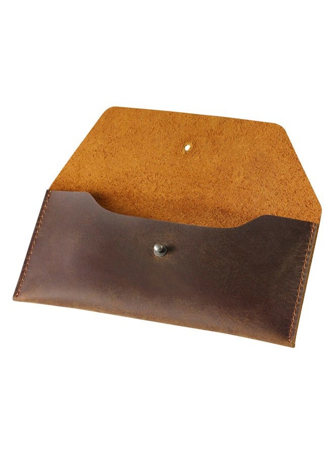 RINGSUN Genuine Leather Cash Envelope, Reusable Budget Wallet, Retro Clutch for Men & Women, Brown, Retro - Image 1